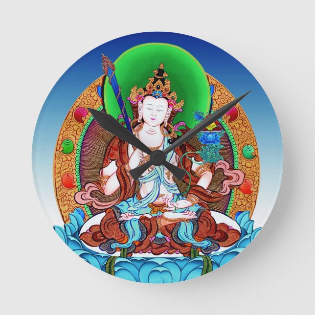 Coole orientalische tibetanische thangka runde wanduhr (Vorderseite)