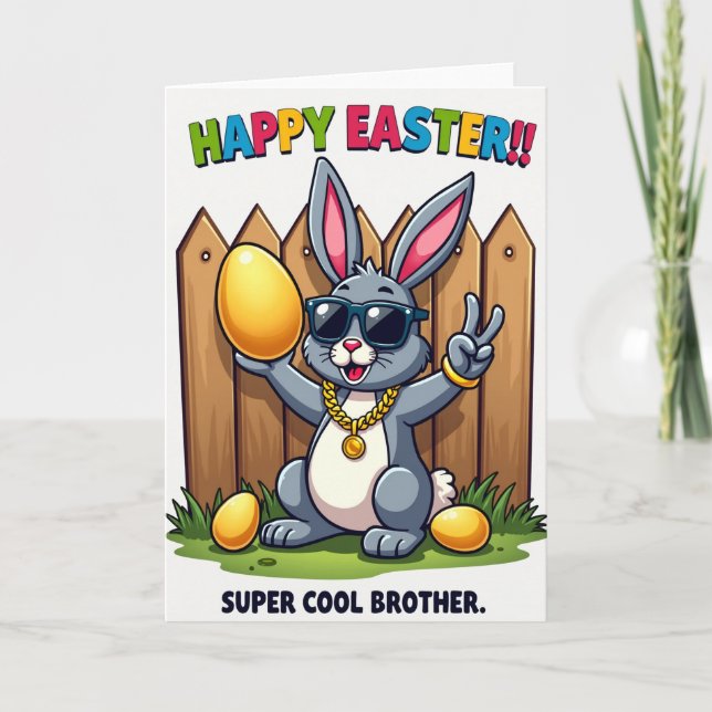 Coole Osterkarte mit Bunny Karte (Vorderseite)