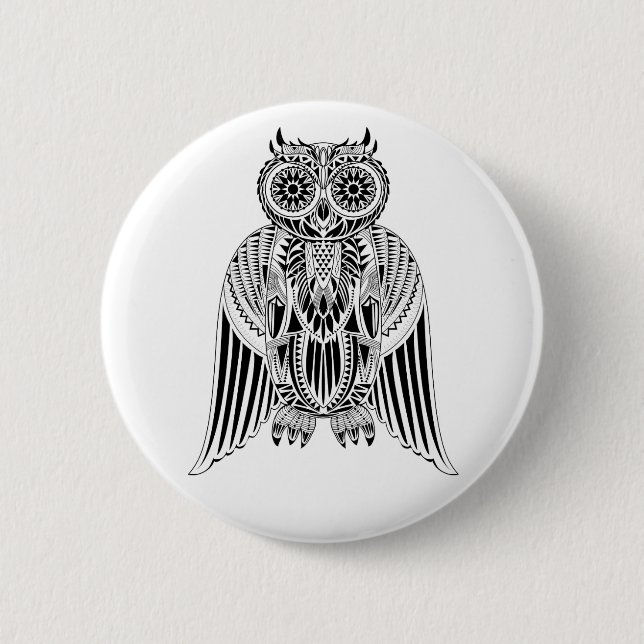 Coole Owl Stammbaum gemusterte Abbildung Button (Vorderseite)