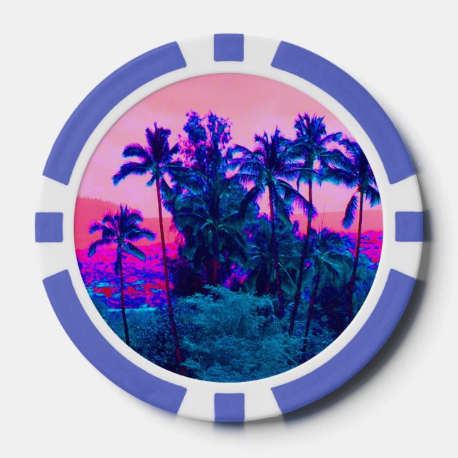Coole Palmen aus Neon Hawaiian Pokerchips (Vorderseite)