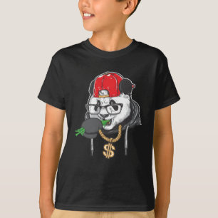 Coole Panda in Sonnenbrille, die Bambus essen T-Shirt