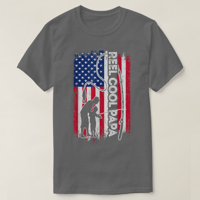 Coole PAPA Fish American Flag Fisherman PAPA F T-Shirt (Design vorne)