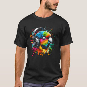 Coole Parakeet Kunst für Musik Liebhaber der Musik T-Shirt