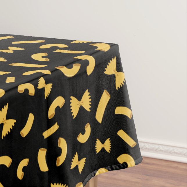 Coole Pasta-Makkaroni-Muster auf schwarz Tischdecke (Beispiel)