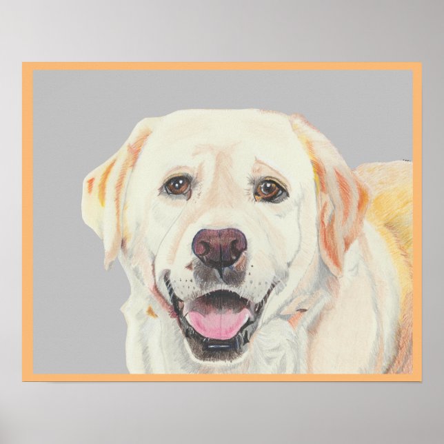 Coole Pastel Zeichnend Gelbe Labrador Poster (Vorne)