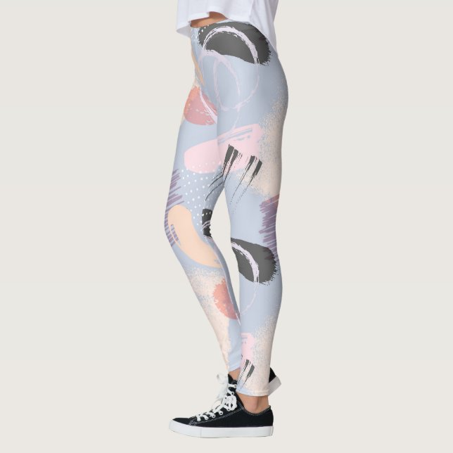 Coole Pastellfarben Pinselstriche Leggings (Links)
