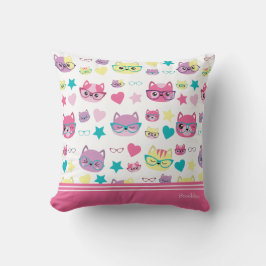 Coole Pastellkatzen mit Glasmuster, rosa Kissen