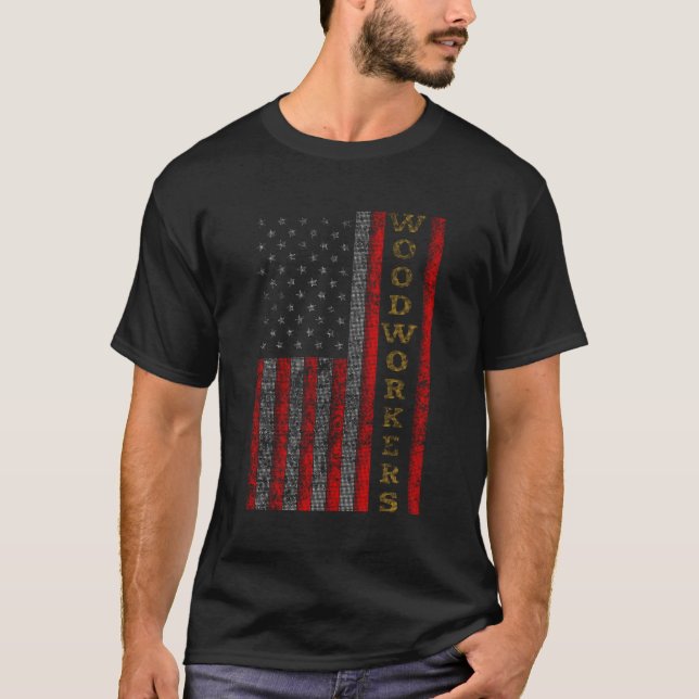 Coole Patriotische Holzarbeiter Usa US Flag Gesche T-Shirt (Vorderseite)