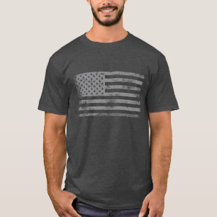 Coole Patriotische Silbergrau-Amerikanische Flagge T-Shirt