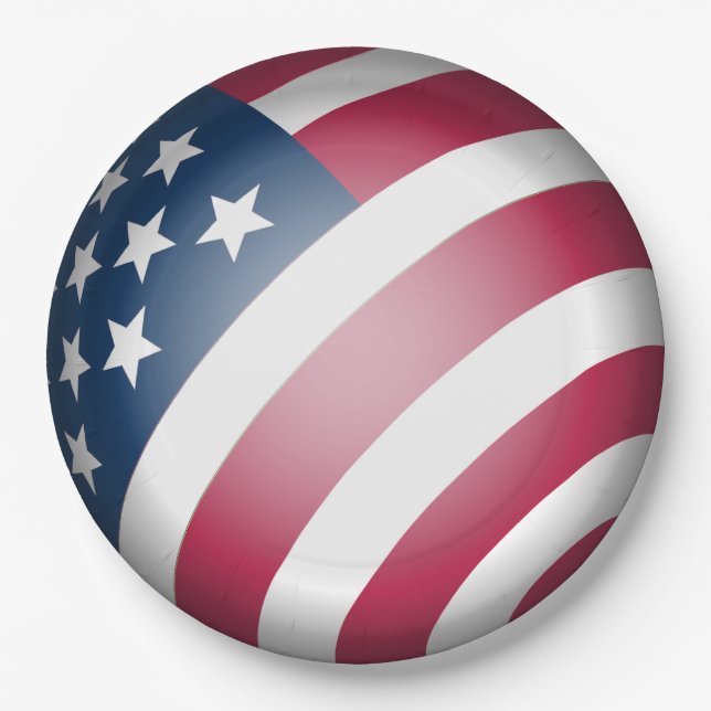 Coole Patriotische USA Flaggenglobe Pappteller (Vorderseite)