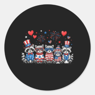 Coole patriotische Waschbären-Gruppe Amerikanische Runder Aufkleber