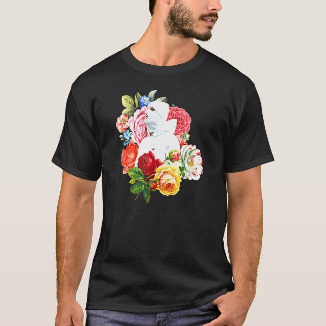 Coole Person in Balaclava mit Blume T-Shirt (Vorderseite)