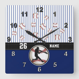 Coole Personalisierte Baseball-Uhr mit Ihrem Text Quadratische Wanduhr