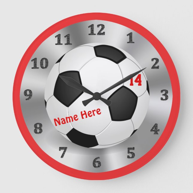 Coole personalisierte Fußball-Uhr für Große Wanduhr (Vorderseite)