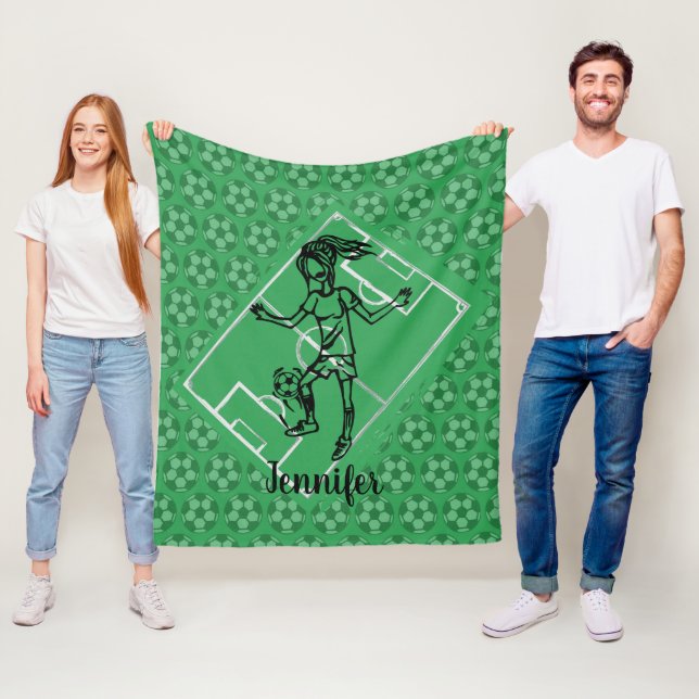 Coole personalisierte Fußballweibchen Fleecedecke (Beispiel)