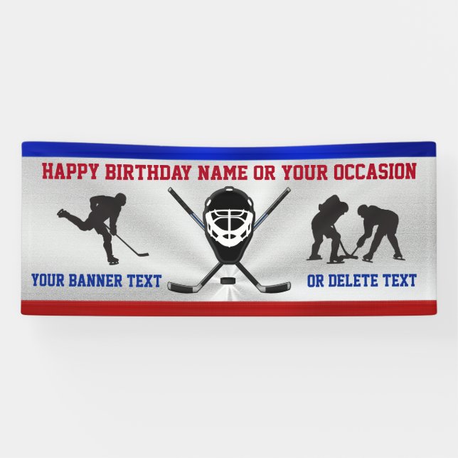 Coole PERSONALISIERTE Hockey-Geburtstags-Fahne Banner (Horizontal)