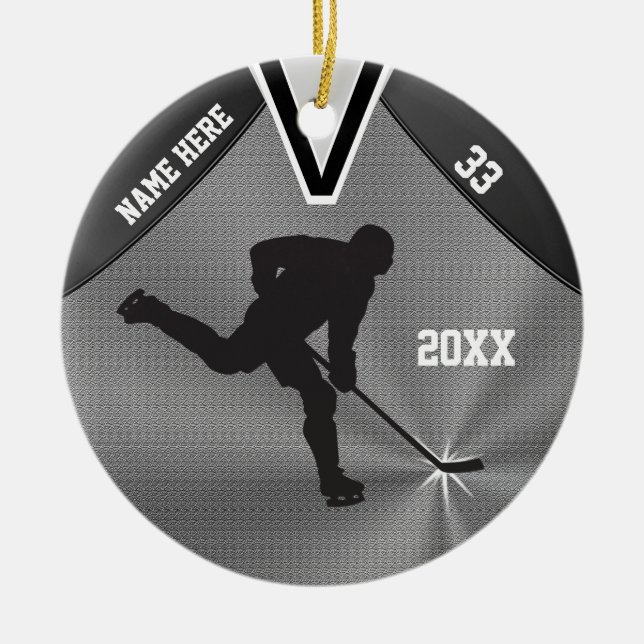 Coole personalisierte Hockey-Verzierung, 3 Keramikornament (Vorne)