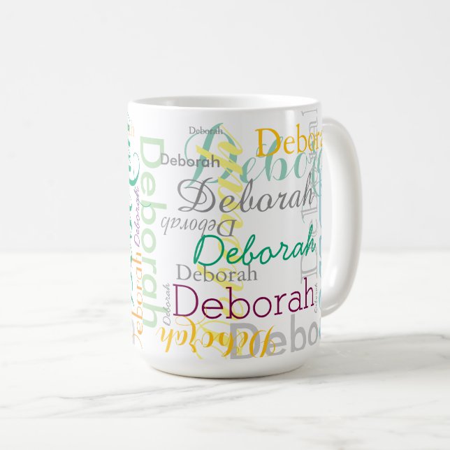 Coole personalisierte Namens-Typografie Kaffeetasse (VorderseiteRechts)