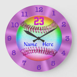 Coole Personalisierte Softball-Uhren für Mädchen Große Wanduhr