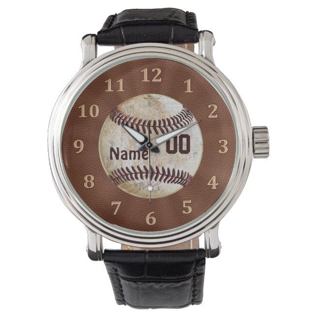 Coole Personalisierte Vintage Baseballuhren für Mä Armbanduhr (Vorderseite)