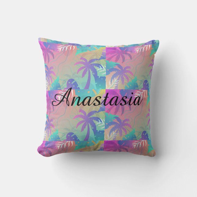 Coole, Phantastische, fluoreszierende tropische Pa Kissen (Vorderseite)