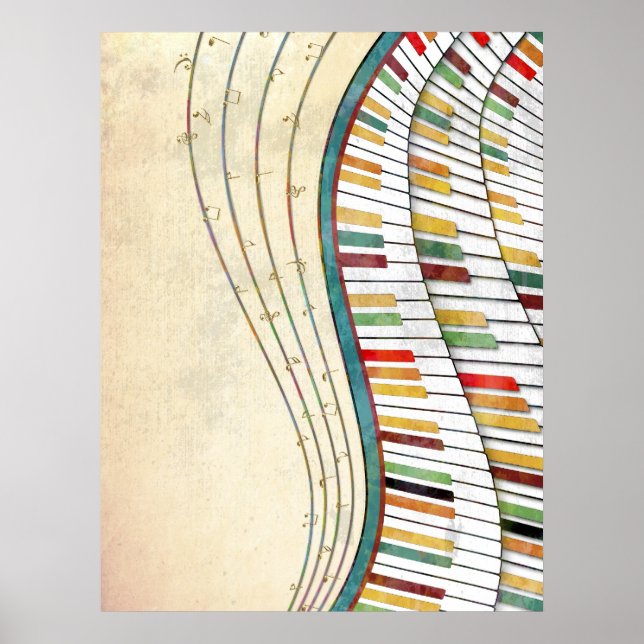 Coole phantastische Piano Retro-Farben antike Poster (Vorne)