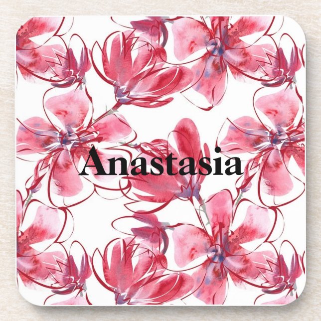 Coole, Phantastische rosa Blume Getränkeuntersetzer (Vorderseite)