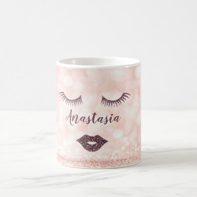 Coole, Phantastische, rosa Funkelnd Gesichter Kaffeetasse (Mittel)