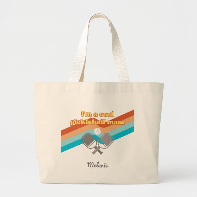 Coole Pickleball Mama Tote Bag Große Retro Jumbo Stoffbeutel (Vorne)