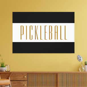 Coole Pickleball Text Schwarz-weiß Stripes Leinwanddruck