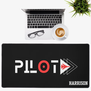 Coole Pilot-Typografie & Düsenflugzeug fliegt, ein Schreibtischunterlage