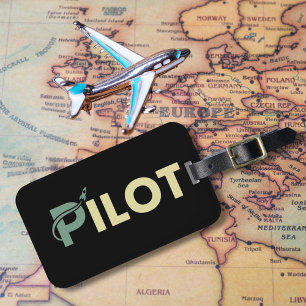 Coole Pilot-Typografie & Rakete,Lustig,Einfache Lu Gepäckanhänger