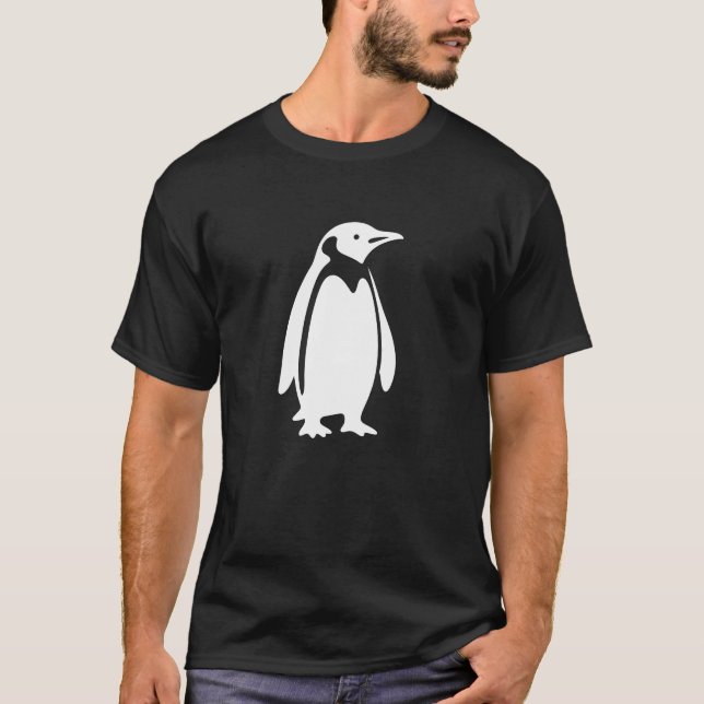 Coole Pinguin-Silhouette Minimalistisches Design T-Shirt (Vorderseite)