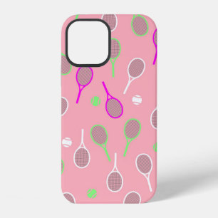 Coole Pink Retro-Rackets-Muster-Tennisspielerin iPhone 12 Hülle