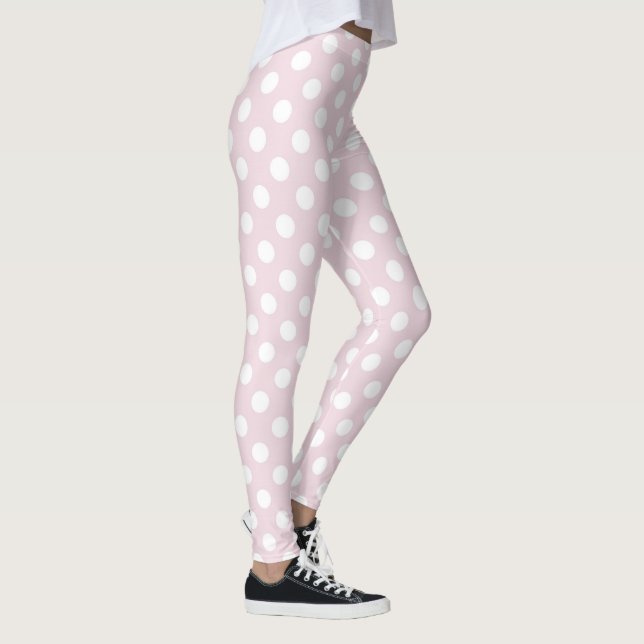 coole Pink-Weiß-Polka-Punktmuster-Design Leggings (Rechts)