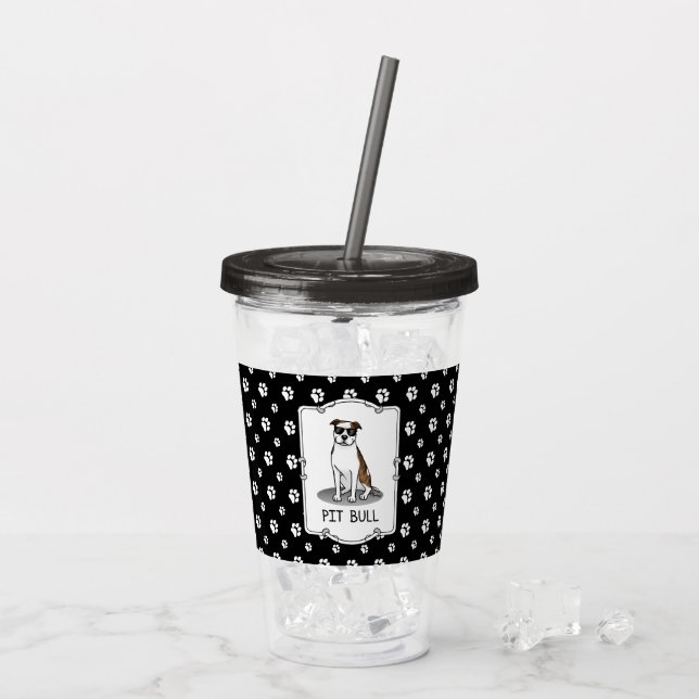 Coole Pit Bull und Sonnenbrille (lt brindle white  Acryltrinkbecher (Rückseite Ice)