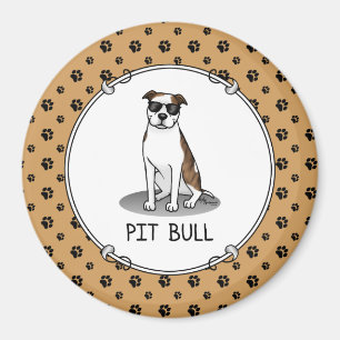 Coole Pit Bull und Sonnenbrille (lt brindle white  Magnet