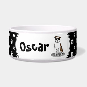 Coole Pit Bull und Sonnenbrille (lt brindle white Napf