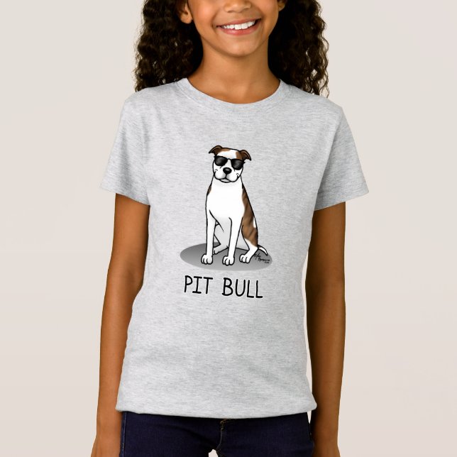Coole Pit Bull und Sonnenbrille (lt brindle white  T-Shirt (Vorderseite)