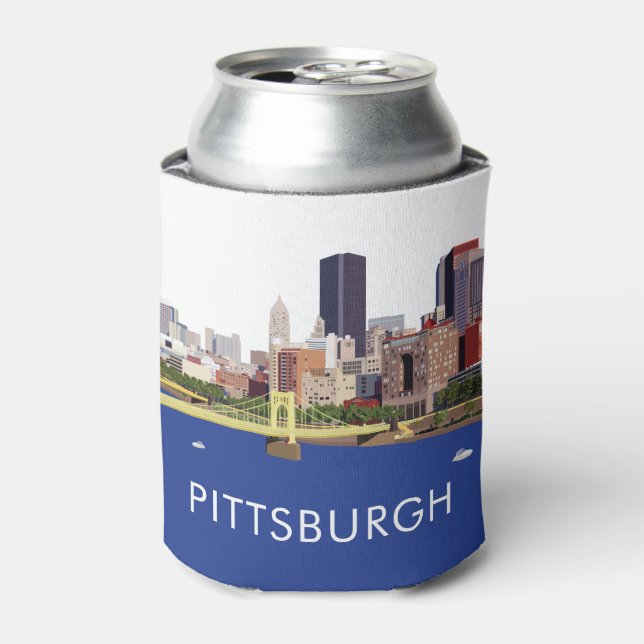 Coole Pittsburgh Skyline-Computerdarstellung Dosenkühler (Kanne Vorderseite)