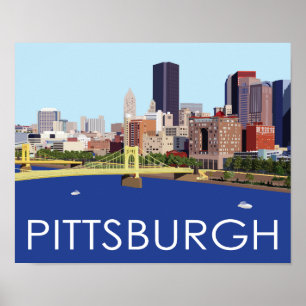 Coole Pittsburgh Skyline-Computerdarstellung Poster