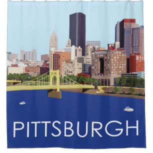 Coole Pittsburgh Skyline-Computerillustration Duschvorhang