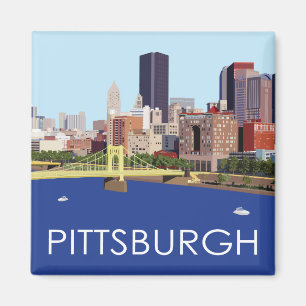 Coole Pittsburgh Skyline-Computerillustration Magnet
