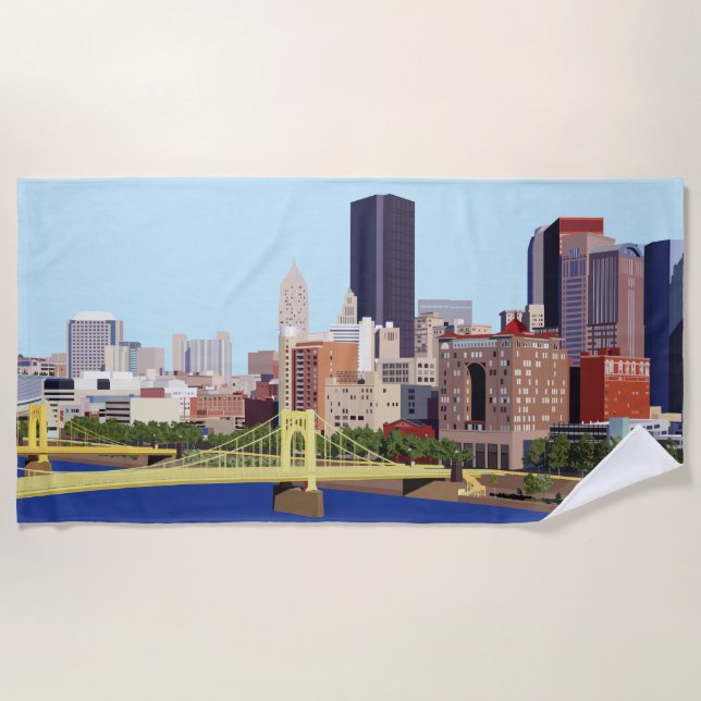 Coole Pittsburgh Skyline-Computerillustration Strandtuch (Vorderseite)