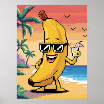 Coole Pixel Banana im Urlaub