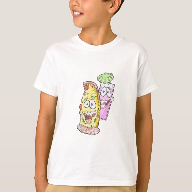 Coole Pizza & Eiscocktail Drink T-Shirt (Vorderseite)