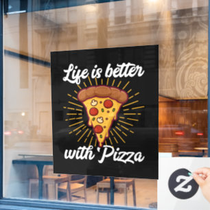 coole Pizzafreunde Geschäftsleute Fensteraufkleber