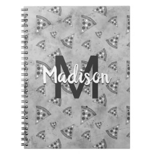 Coole Pizzalschnitt Vintage Schwarz-weiß-Grau Mono Notizblock