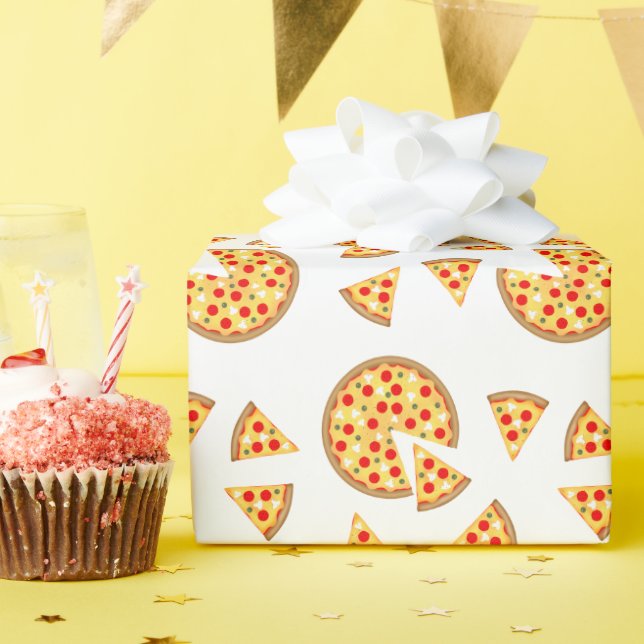 Coole Pizzas und Schnitte auf Weiß Geschenkpapier (Geburtstagsparty)