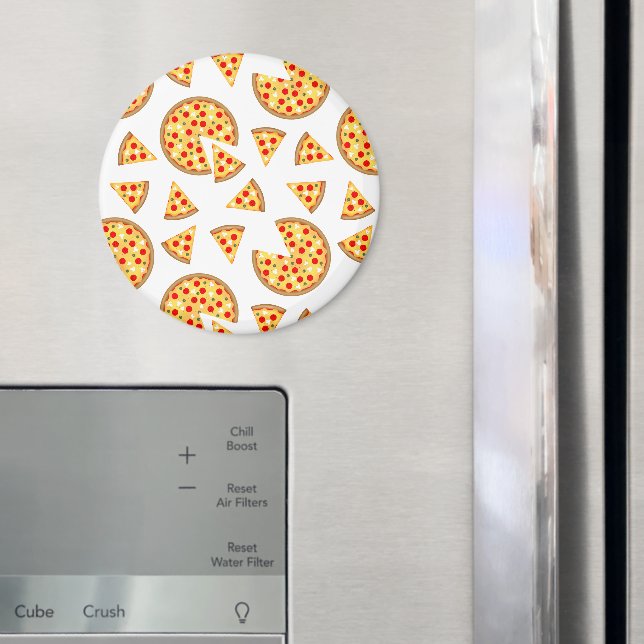 Coole Pizzas und Schnitte auf Weiß Magnet (In Situ (Kühlschrank))